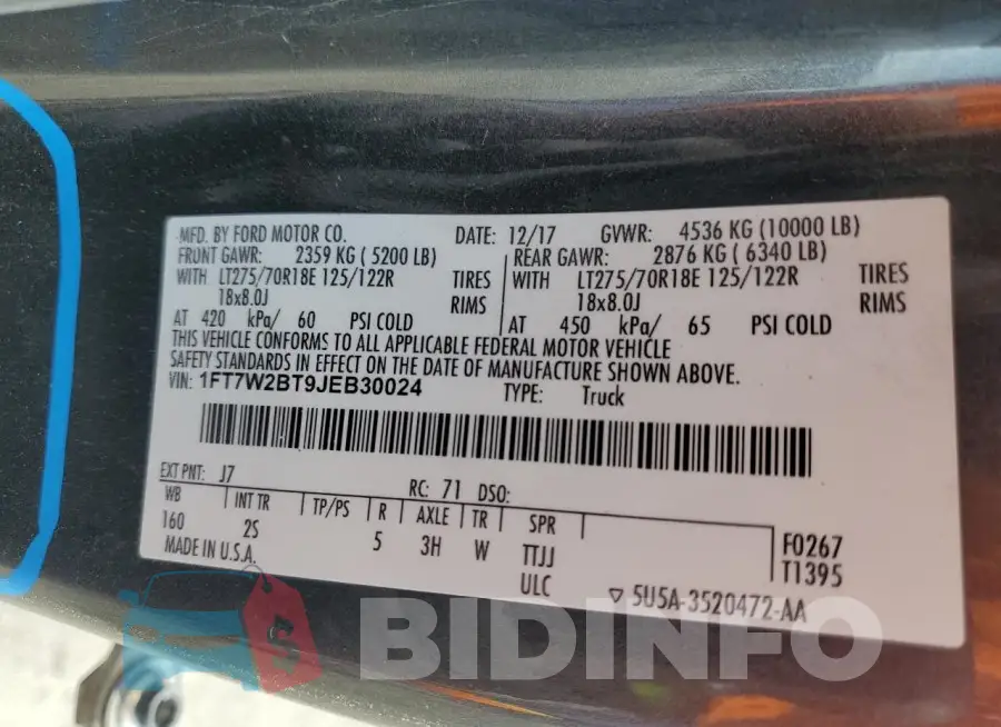 1FT7W2BT9JEB30024 Photo# 13