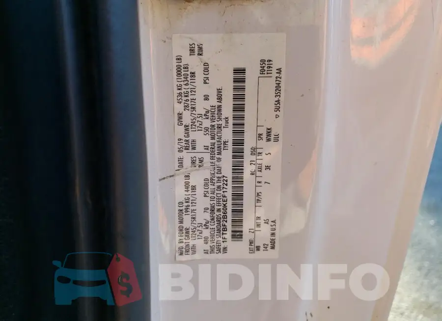 1FTBF2B60KEF17227 Photo# 12