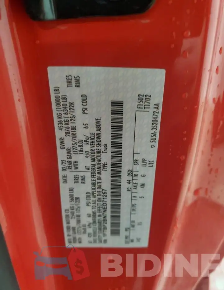 1FTBF2BN7NED71257 Photo# 13