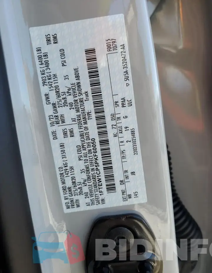 1FTEW1CP5PKF60050 Photo# 13