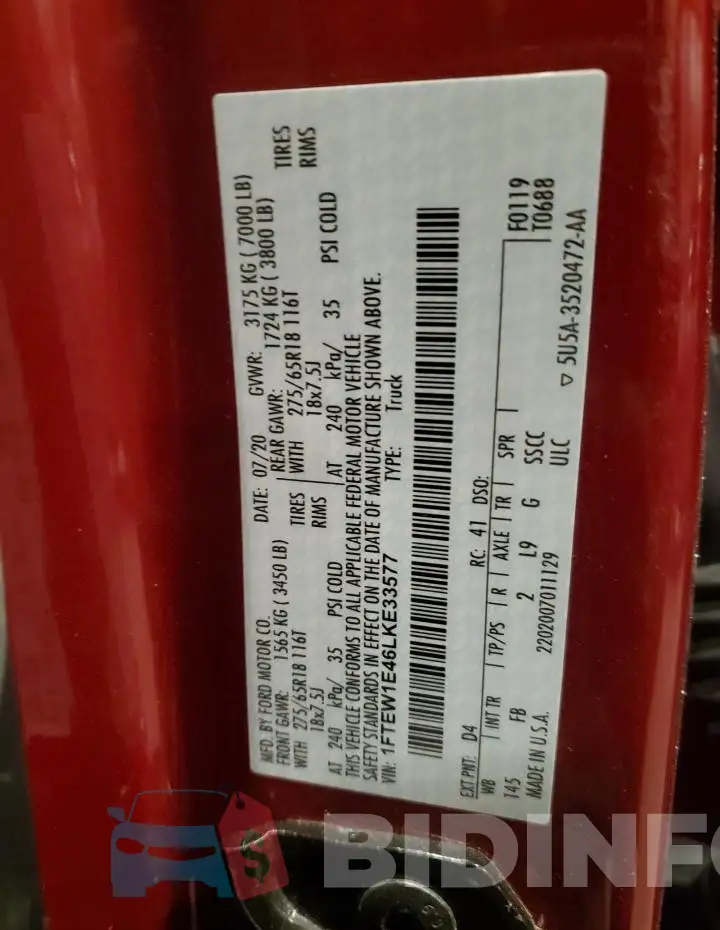 1FTEW1E46LKE33577 Photo# 12