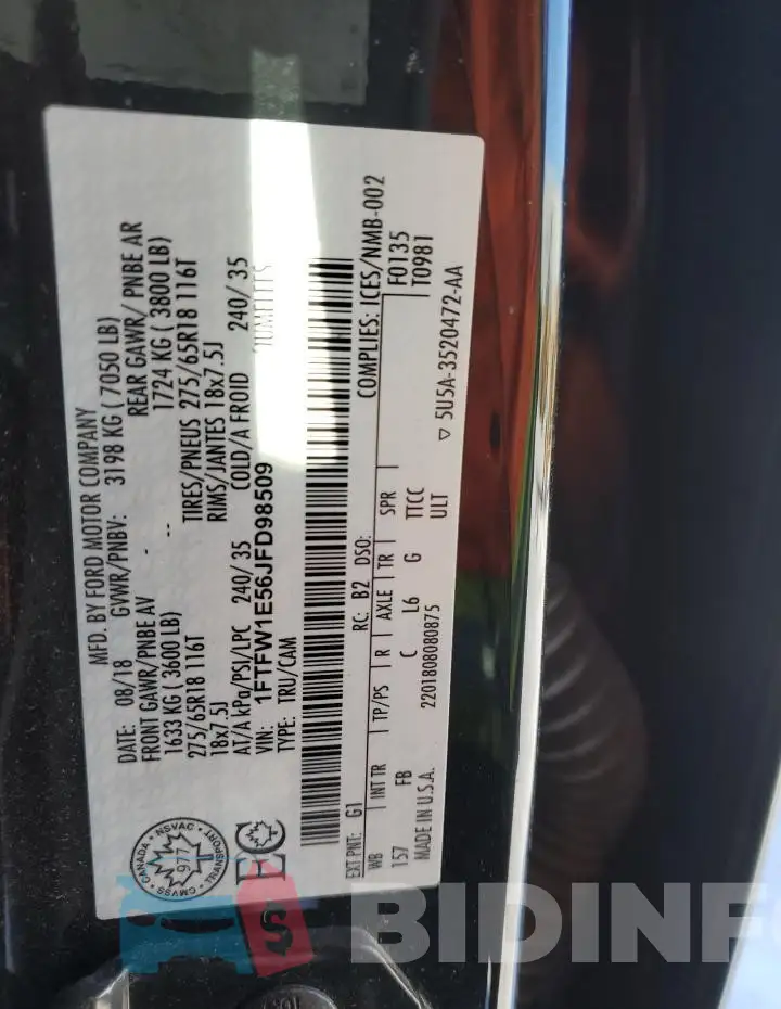 1FTFW1E56JFD98509 Photo# 12