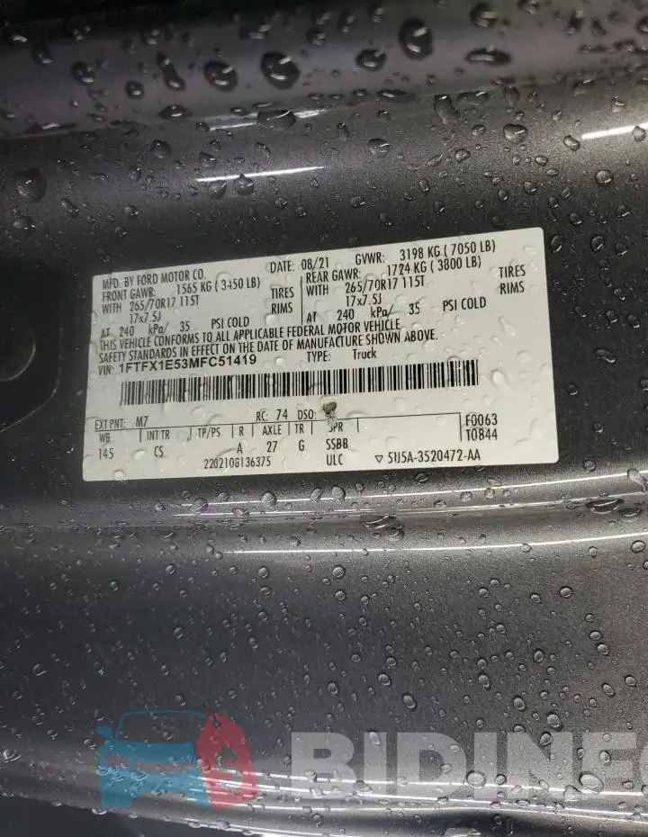 1FTFX1E53MFC51419 Photo# 13