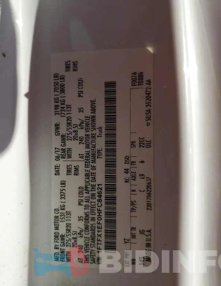 1FTFX1EF0HFC84621 Photo# 12