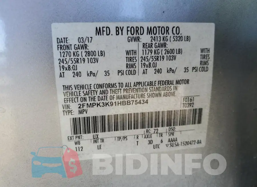 2FMPK3K91HBB75434 Photo# 13