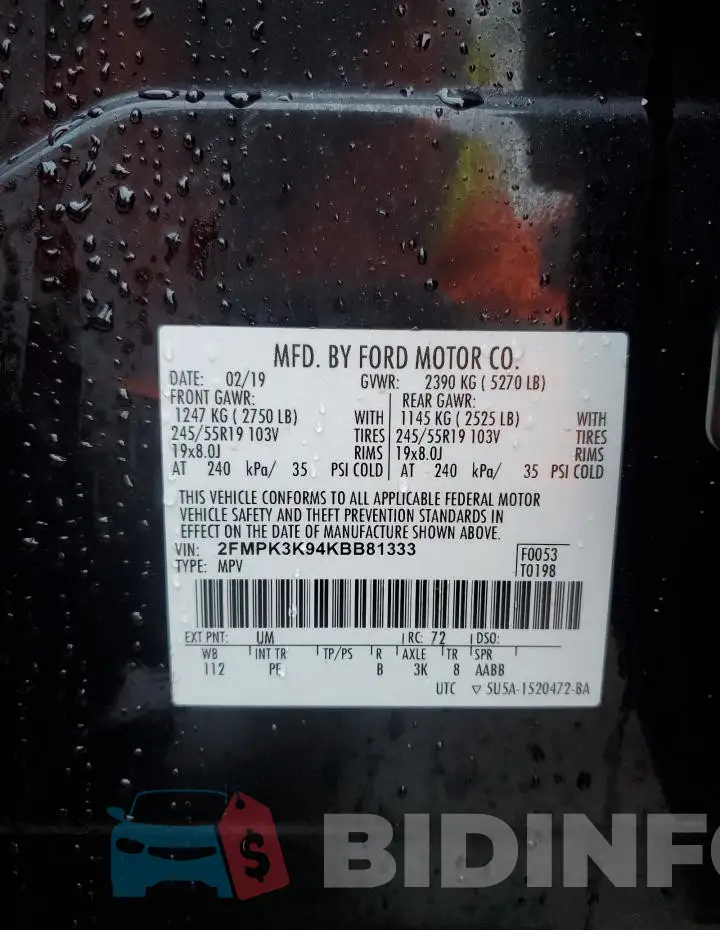 2FMPK3K94KBB81333 Photo# 13
