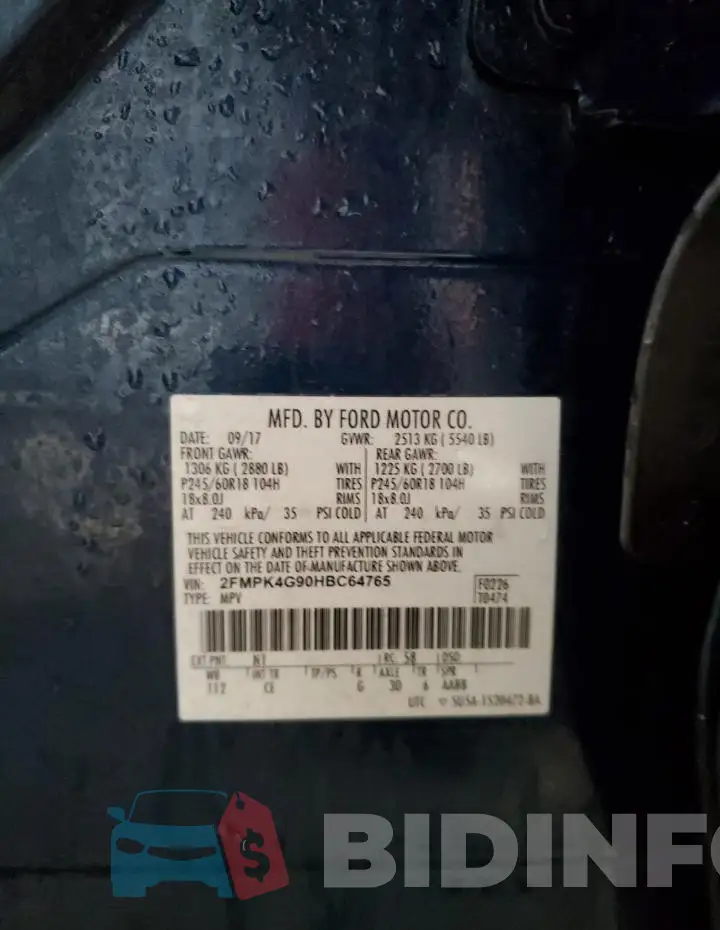 2FMPK4G90HBC64765 Photo# 14