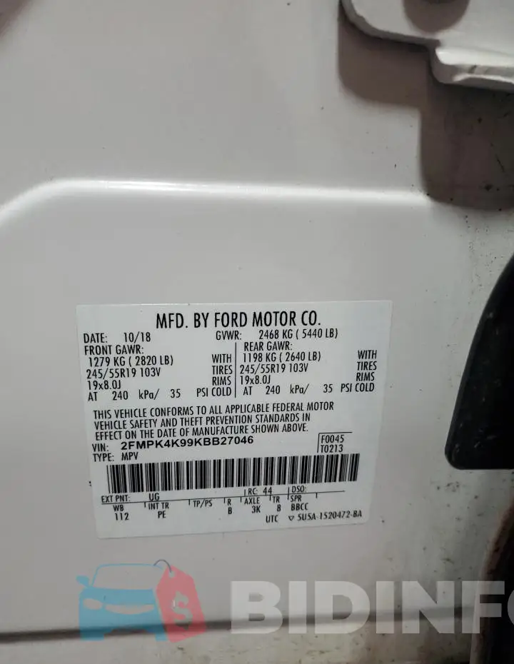 2FMPK4K99KBB27046 Photo# 14