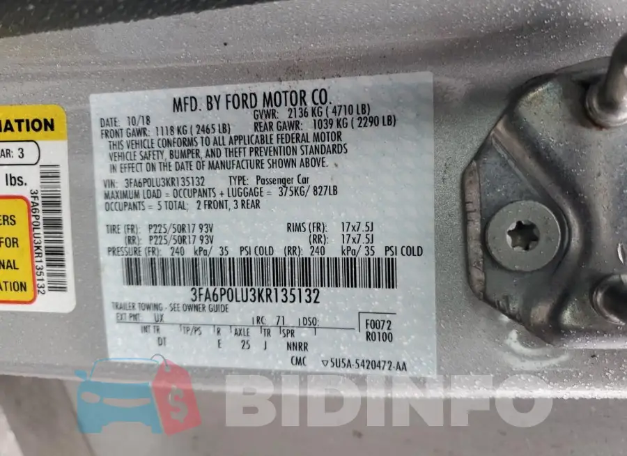 3FA6P0LU3KR135132 Photo# 12