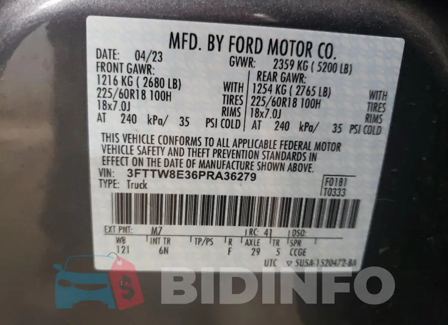 3FTTW8E36PRA36279 Photo# 12