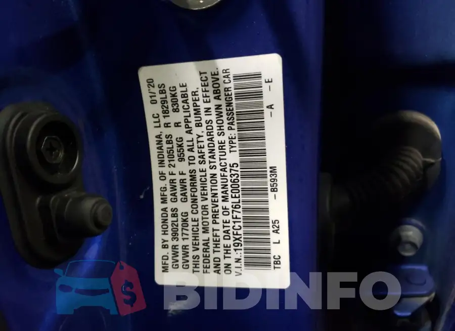 19XFC1F76LE006375 Photo# 12