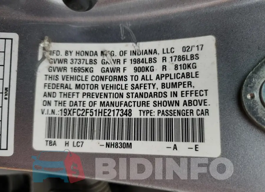 19XFC2F51HE217348 Photo# 12