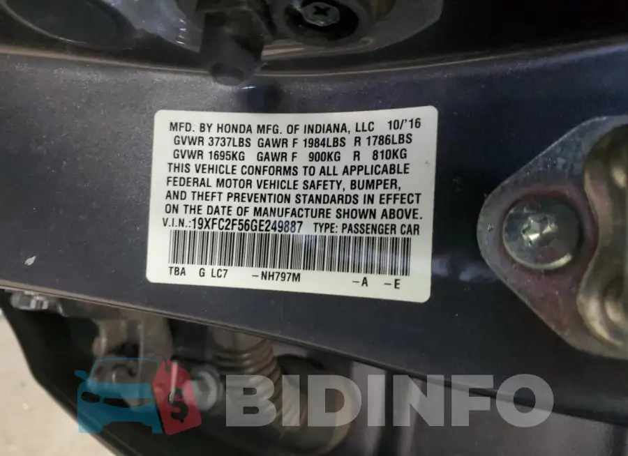 19XFC2F56GE249887 Photo# 12