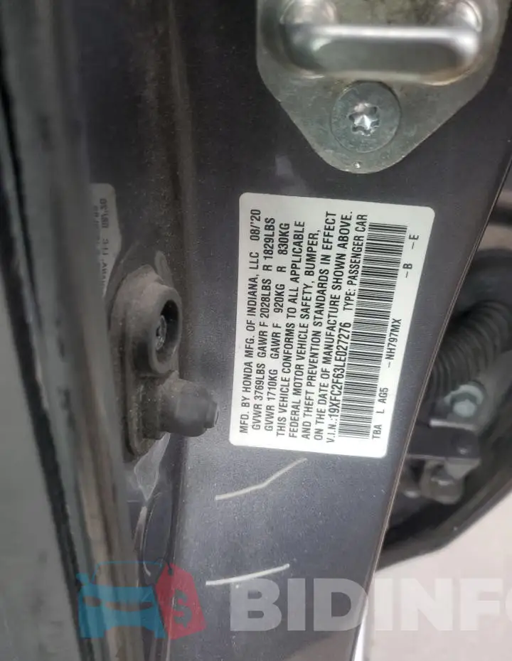 19XFC2F63LE027276 Photo# 12