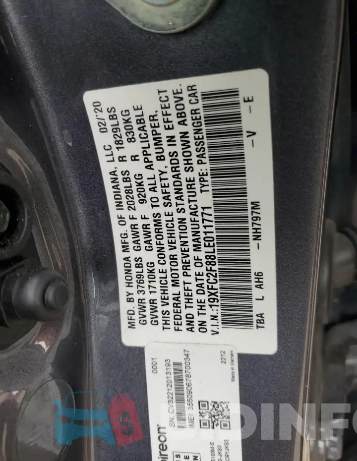 19XFC2F88LE011771 Photo# 12