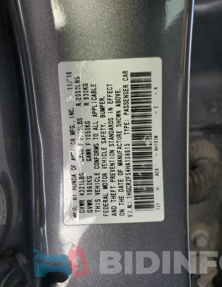 1HGCR2F54HA108615 Photo# 12