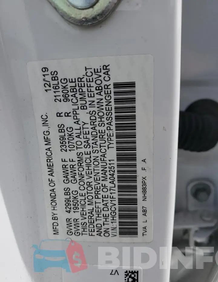 1HGCV1F17LA042511 Photo# 12