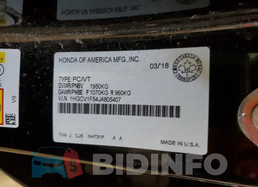 1HGCV1F54JA805407 Photo# 13