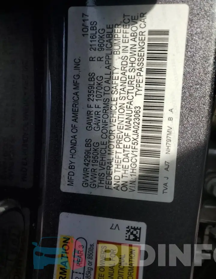 1HGCV1F5XJA023063 Photo# 12