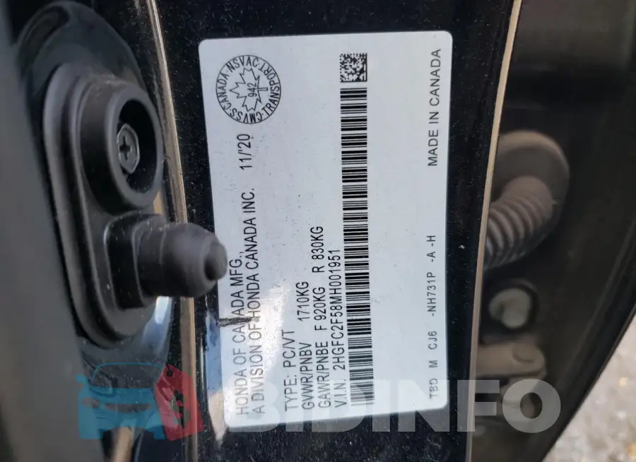 2HGFC2F58MH001951 Photo# 12