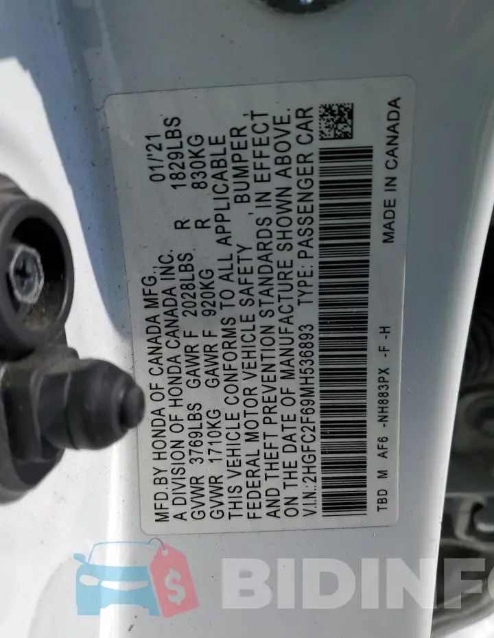 2HGFC2F69MH536893 Photo# 12