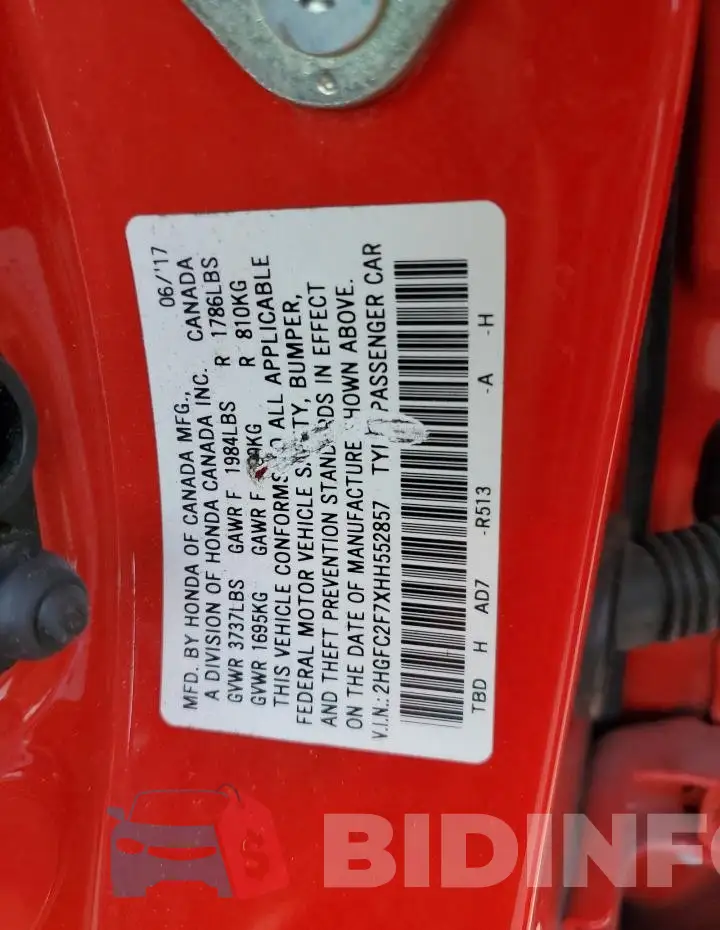 2HGFC2F7XHH552857 Photo# 12