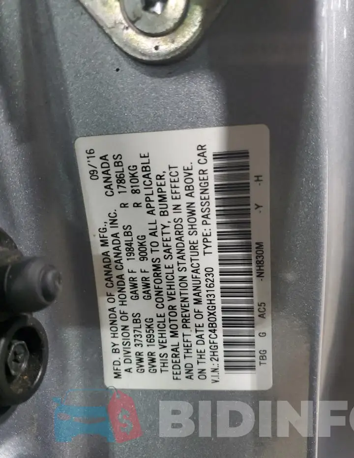 2HGFC4B0XGH316230 Photo# 12