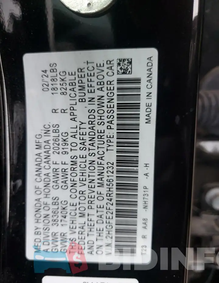 2HGFE2F24RH561232 Photo# 12