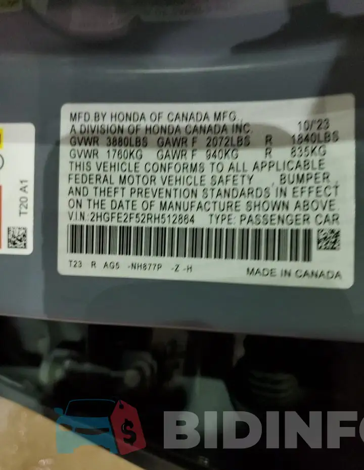 2HGFE2F52RH512864 Photo# 12