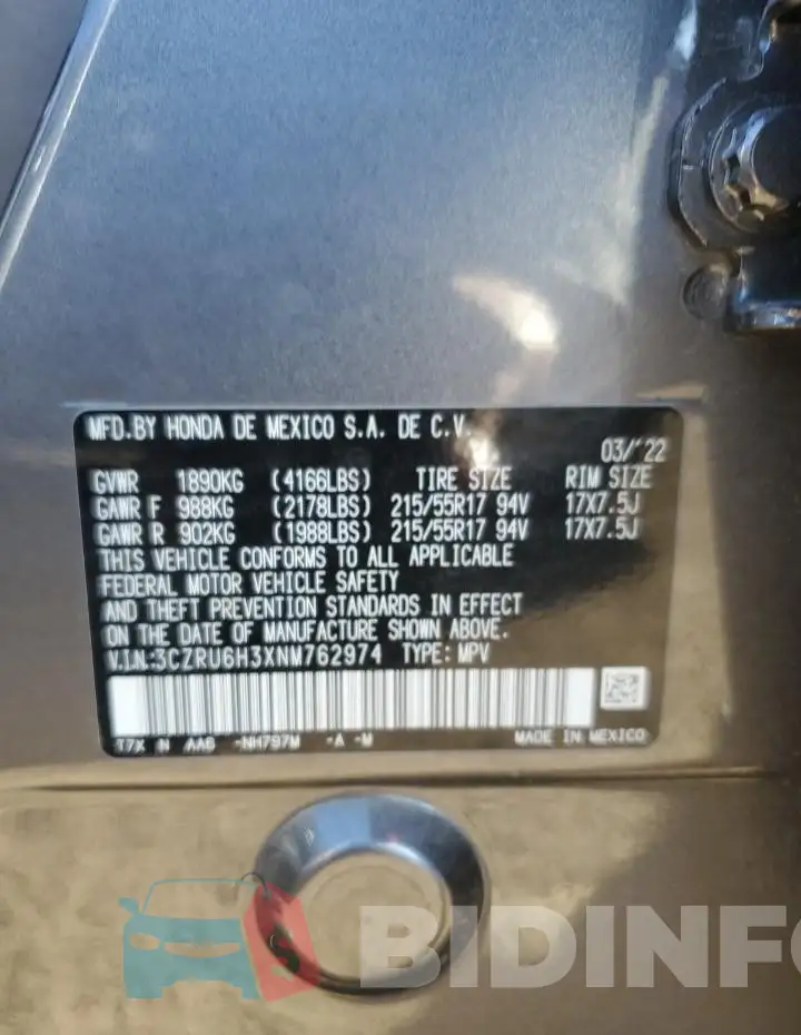 3CZRU6H3XNM762974 Photo# 13