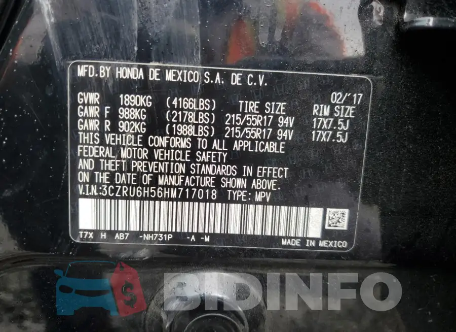 3CZRU6H56HM717018 Photo# 13