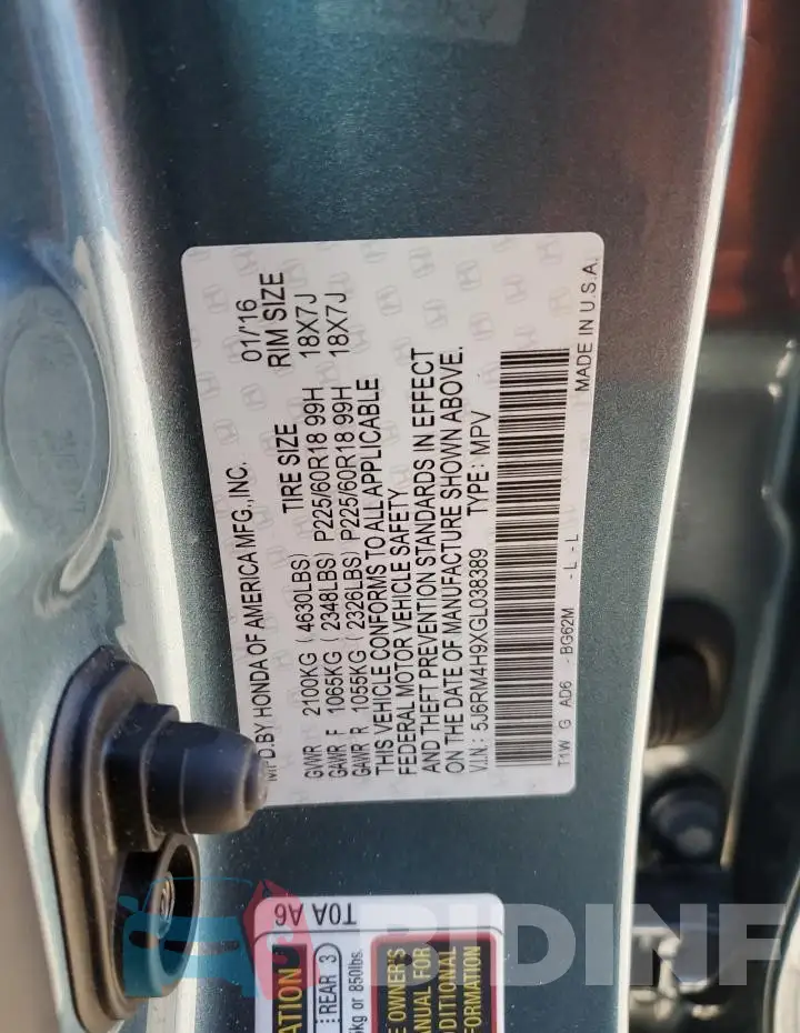 5J6RM4H9XGL038389 Photo# 12