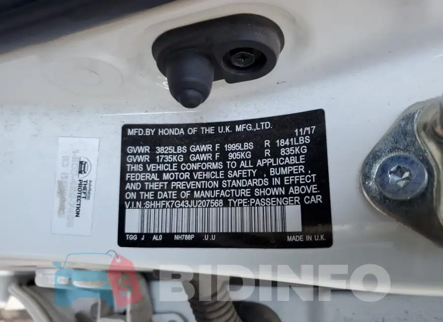 SHHFK7G43JU207568 Photo# 12