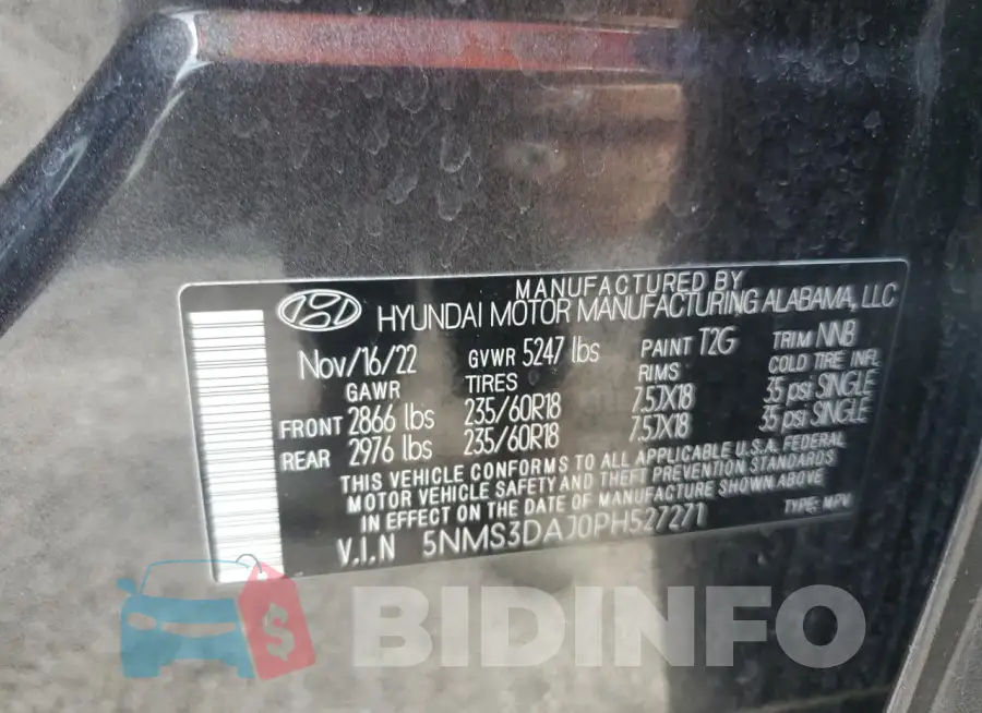 5NMS3DAJ0PH527271 Photo# 13