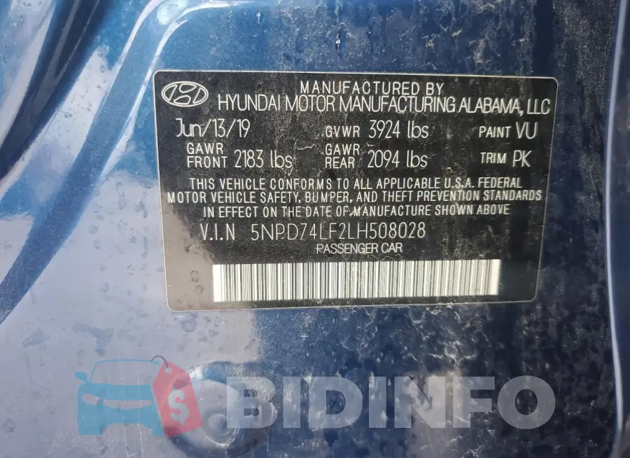 5NPD74LF2LH508028 Photo# 12