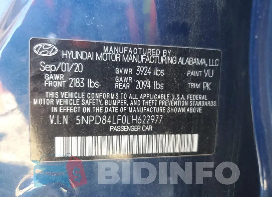 5NPD84LF0LH622977 Photo# 12