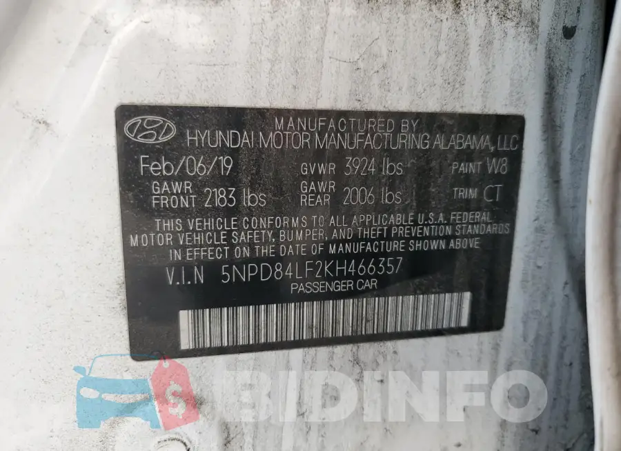 5NPD84LF2KH466357 Photo# 13