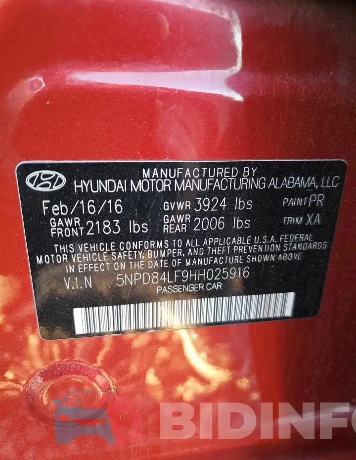5NPD84LF9HH025916 Photo# 13