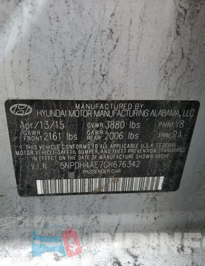 5NPDH4AE7GH676342 Photo# 12