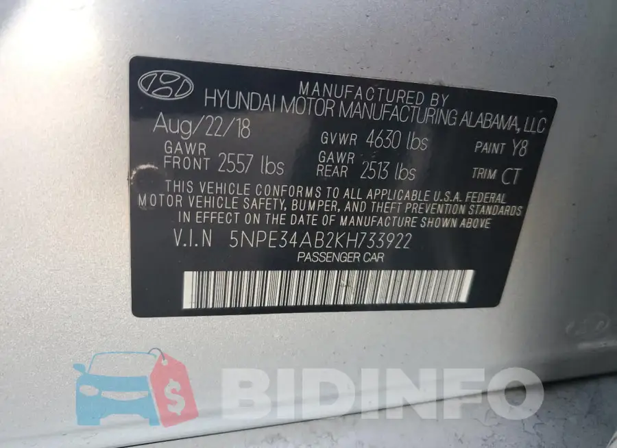 5NPE34AB2KH733922 Photo# 12