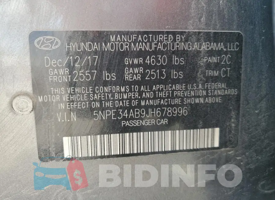 5NPE34AB9JH678996 Photo# 12