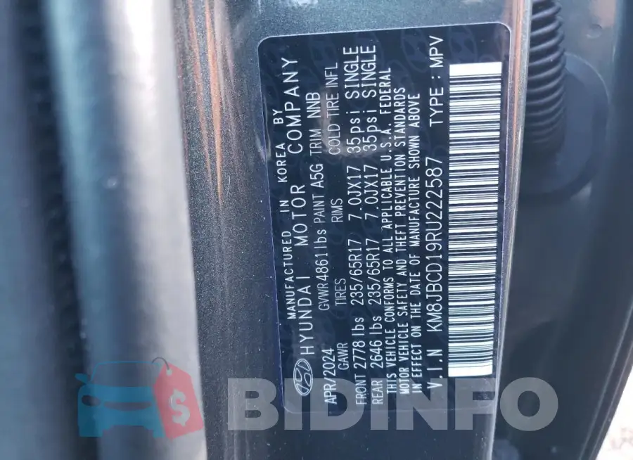 KM8JBCD19RU222587 Photo# 13