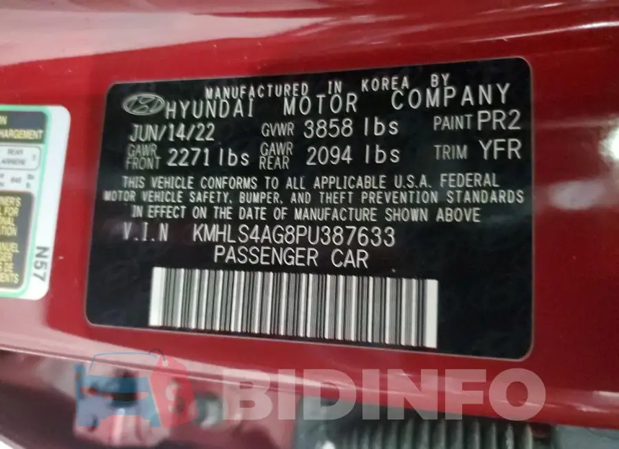 KMHLS4AG8PU387633 Photo# 12