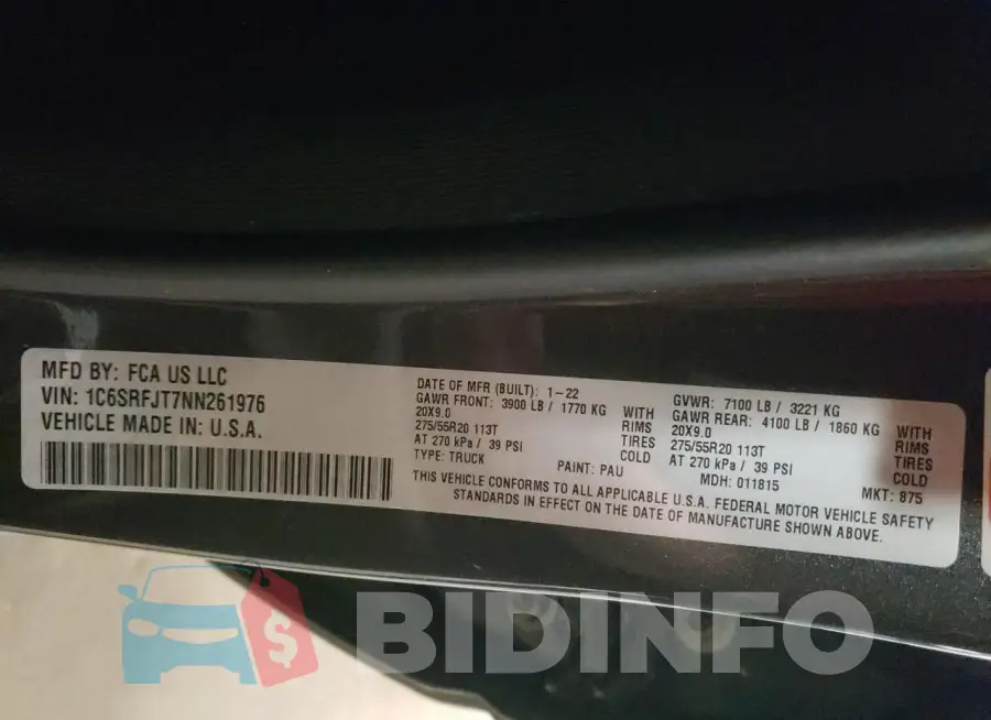 1C6SRFJT7NN261976 Photo# 12