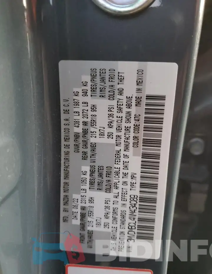 3MVDMBCL4NM434089 Photo# 13
