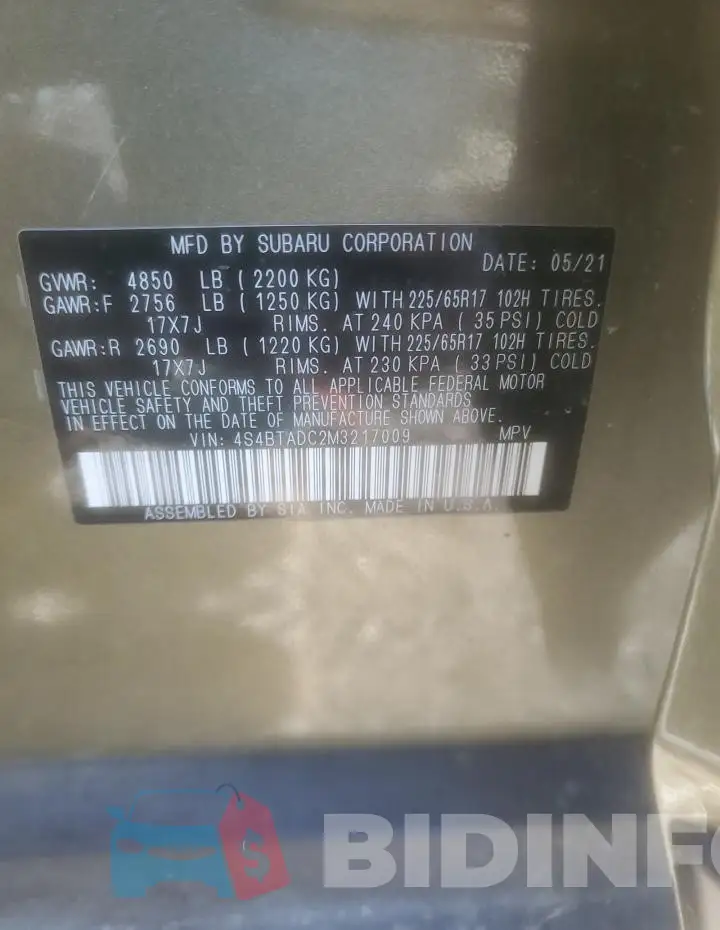 4S4BTADC2M3217009 Photo# 14