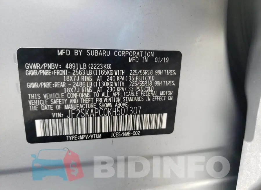 JF2SKAPC0KH501307 Photo# 13