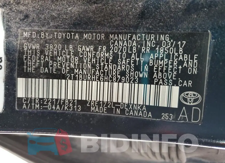 2T1BURHE6HC879023 Photo# 13