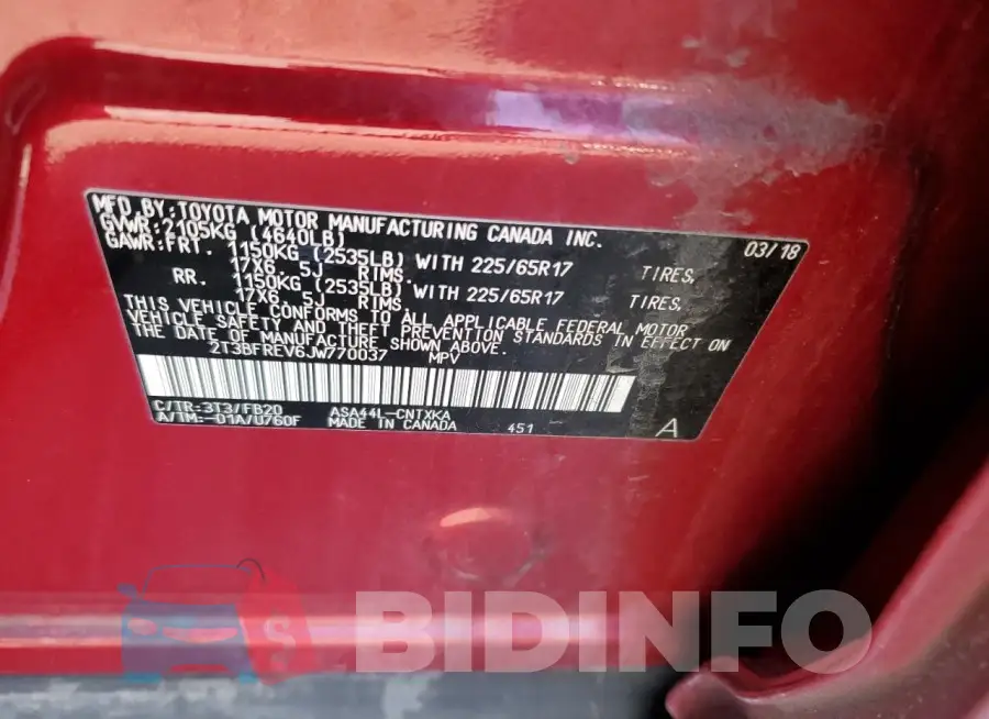 2T3BFREV6JW770037 Photo# 13