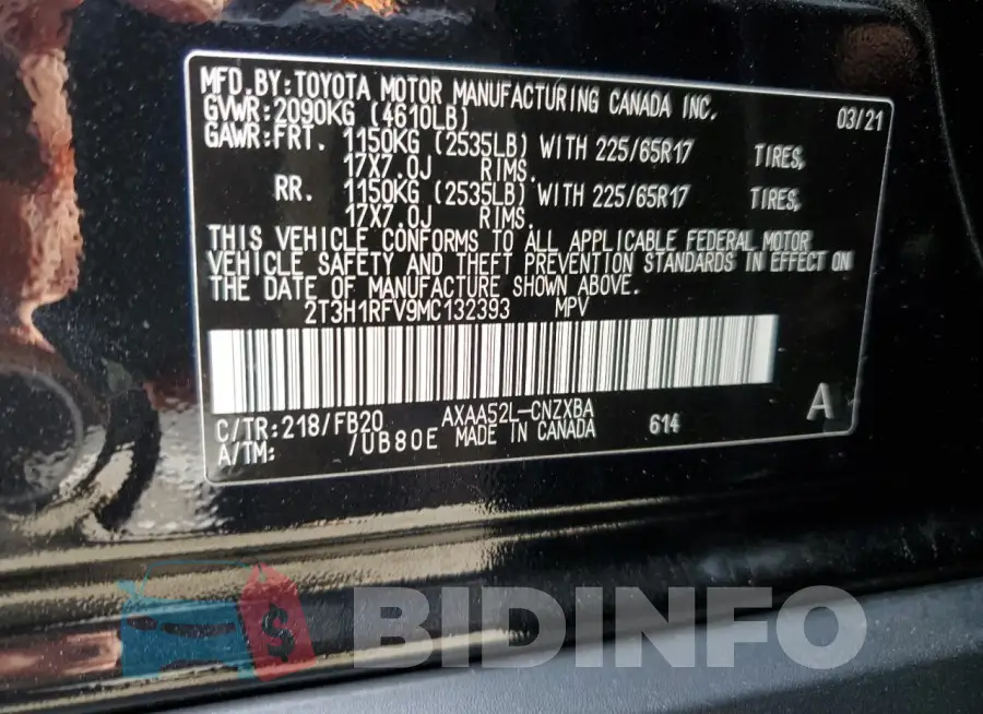 2T3H1RFV9MC132393 Photo# 12